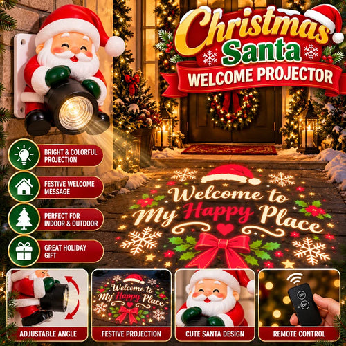 🔥✨Hot Sale🎅 Santa Christmas Welcome Projector – Festive Holiday Doorway Light with Remote Control ✨