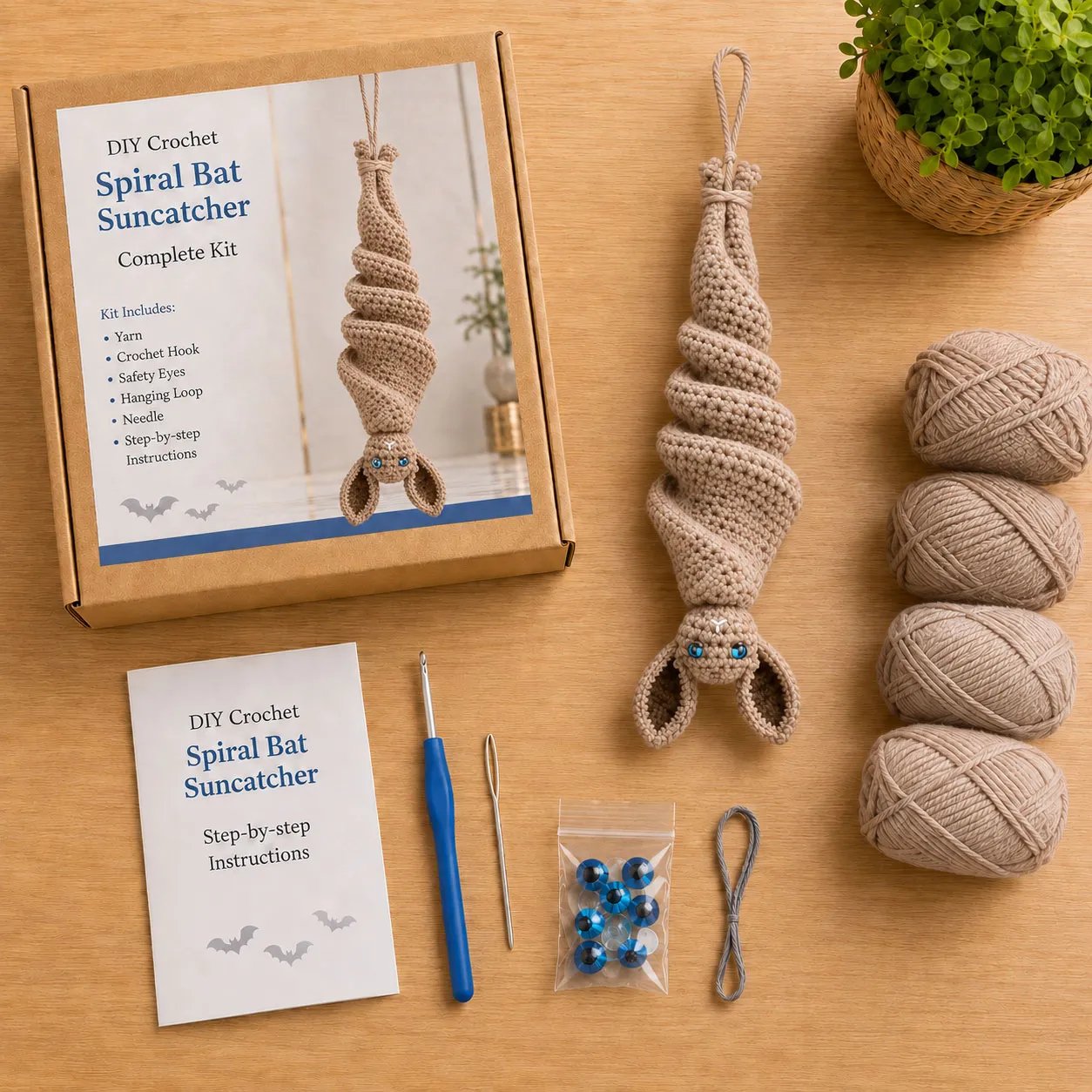 🦇 Crochet Bat Wind Spinner DIY Kit