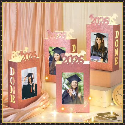 🎓4Pcs 2026 Graduation Centerpieces for Class of 2026-Fit 4x6in Photo| Fillable Picture Box