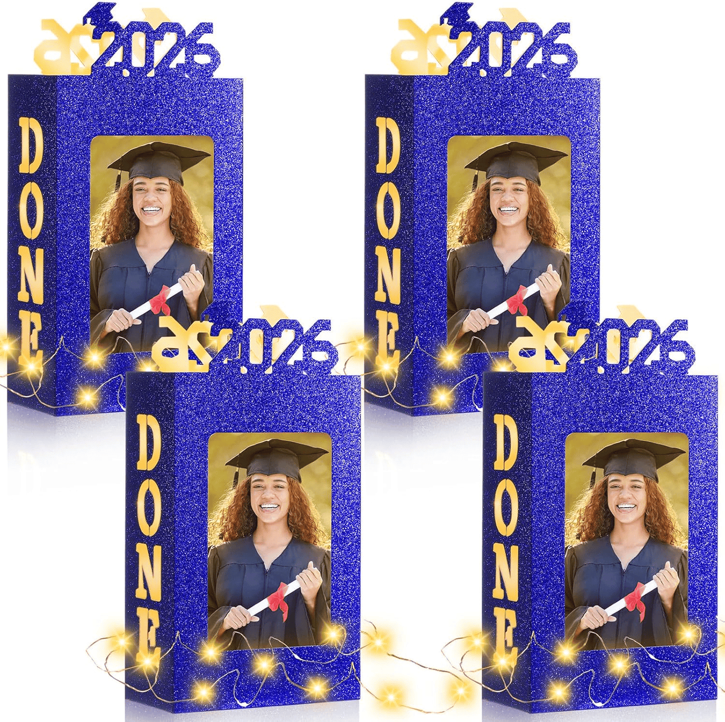 🎓4Pcs 2026 Graduation Centerpieces for Class of 2026-Fit 4x6in Photo| Fillable Picture Box