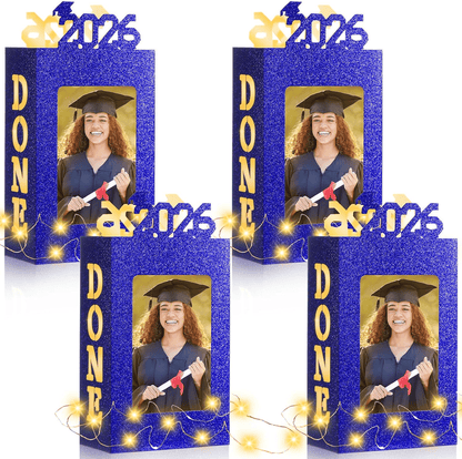 🎓4Pcs 2026 Graduation Centerpieces for Class of 2026-Fit 4x6in Photo| Fillable Picture Box