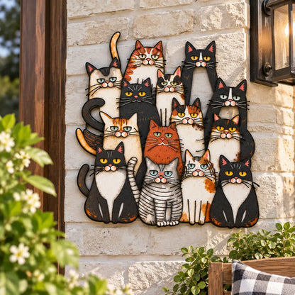 🐾Whimsical Cat Family Metal Wall Art😻