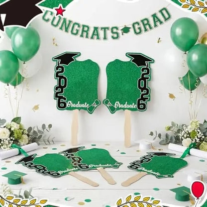 🎓Class of 2026 Graduation Fan Set (24 Pack) — Double-Sided Photo Props with Handles