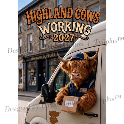 🐮 Highland Cows Working 2027 Calendar