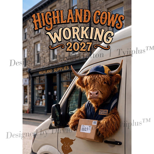 🐮 Highland Cows Working 2027 Calendar