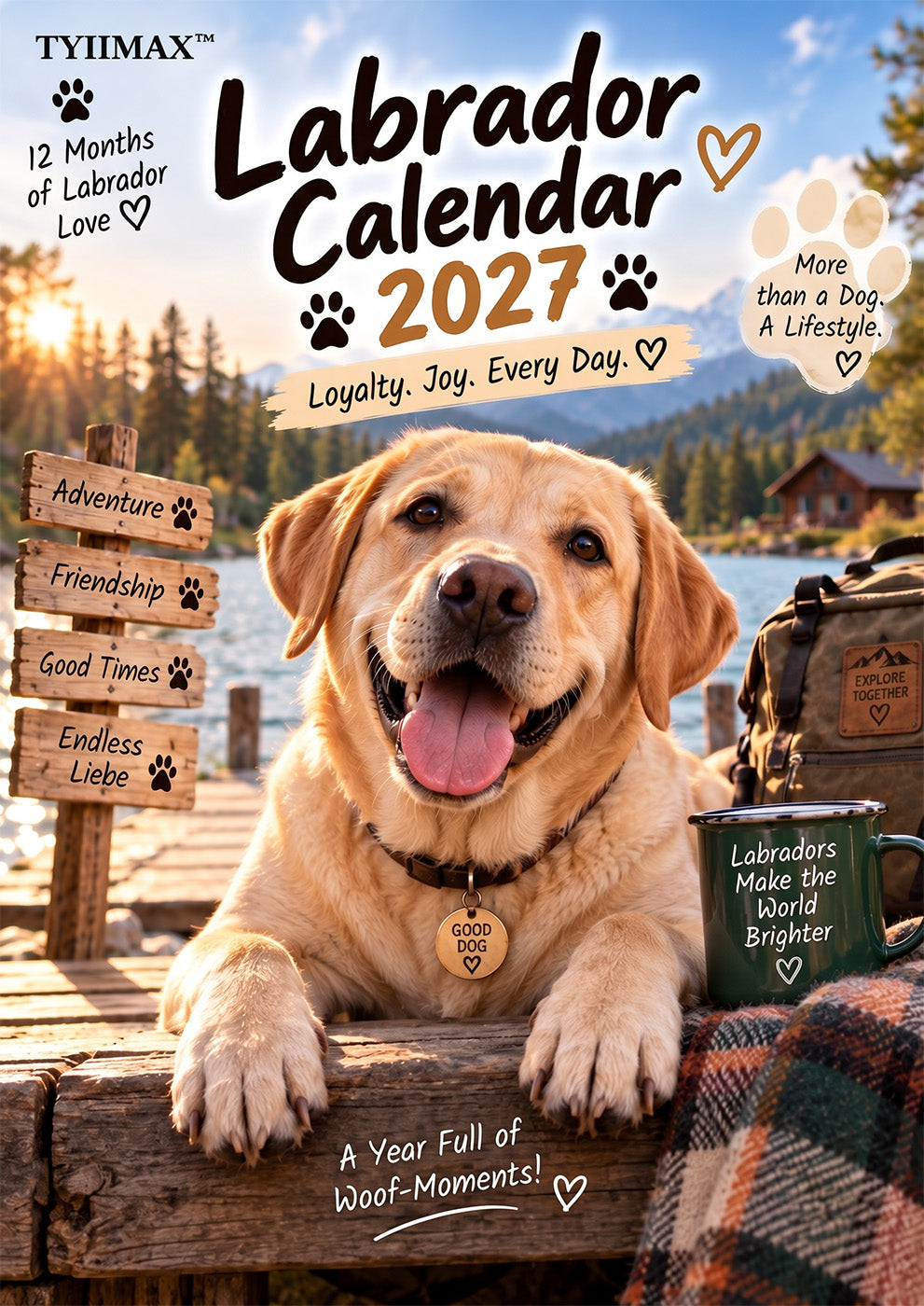 TYIIMAX™ Labrador Calendar 2027 – Funny 12-Month Wall Calendar for Labrador Lovers & Dog Owners