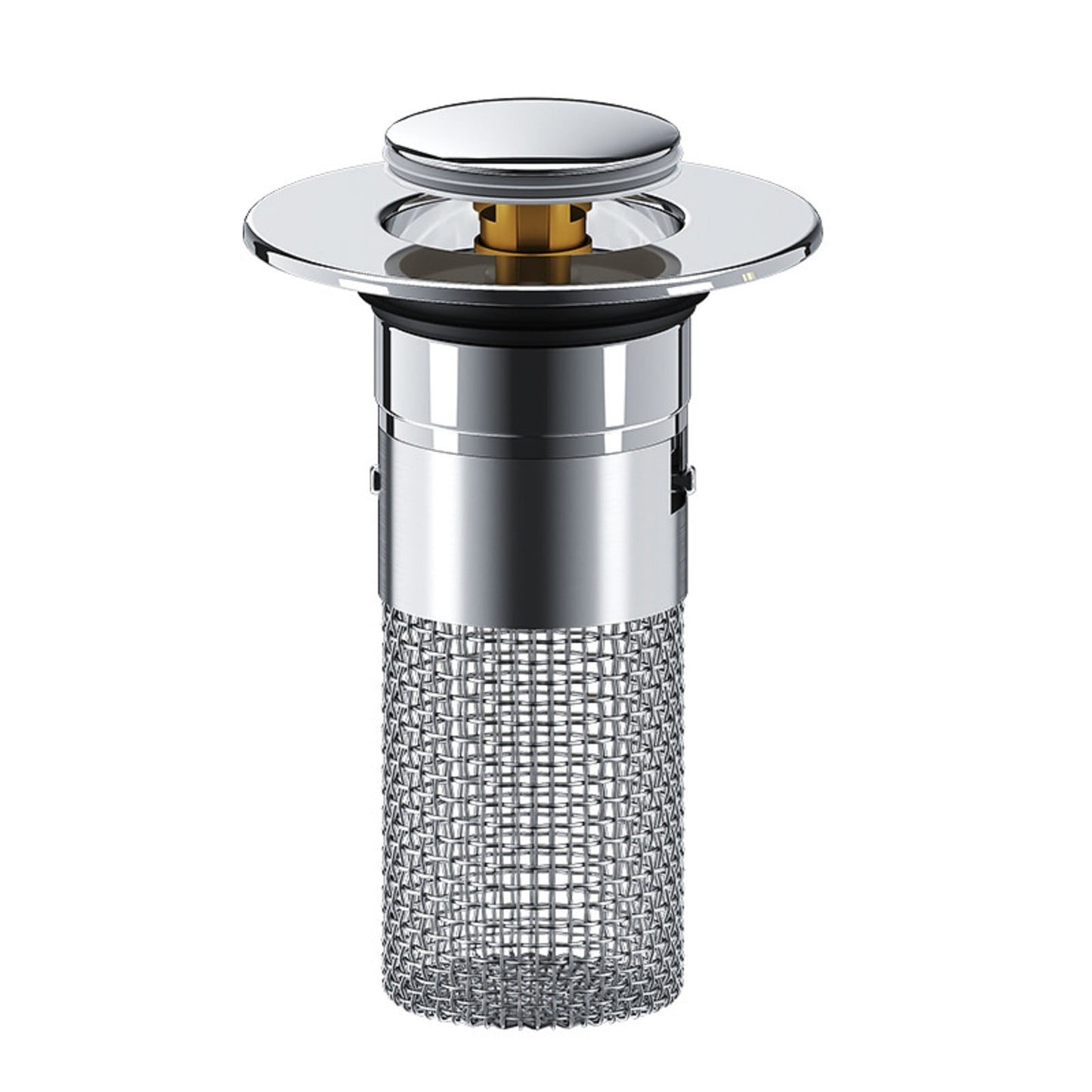 Bathroom Sink Drain Strainer & Pop-Up Plug, 3.15 Inch Stainless Steel Hair Catcher, Anti-Clog Filter Basket with Removable Mesh, Replacement Waste Plug for Washbasin