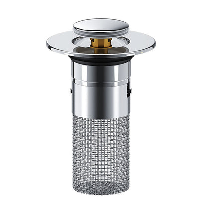 Bathroom Sink Drain Strainer & Pop-Up Plug, 3.15 Inch Stainless Steel Hair Catcher, Anti-Clog Filter Basket with Removable Mesh, Replacement Waste Plug for Washbasin