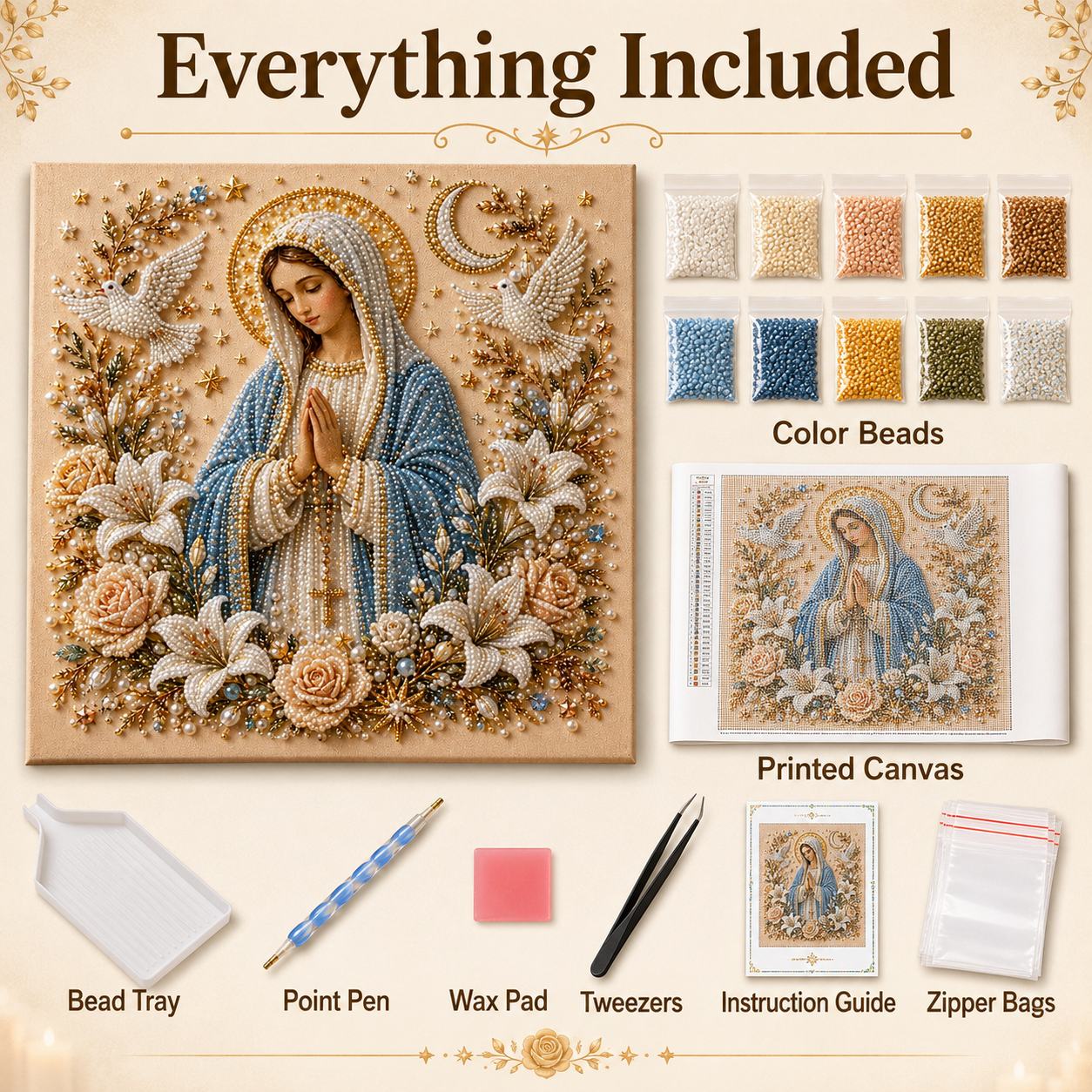 🙏 Jesus & Mary Sacred Pearl Art Kit