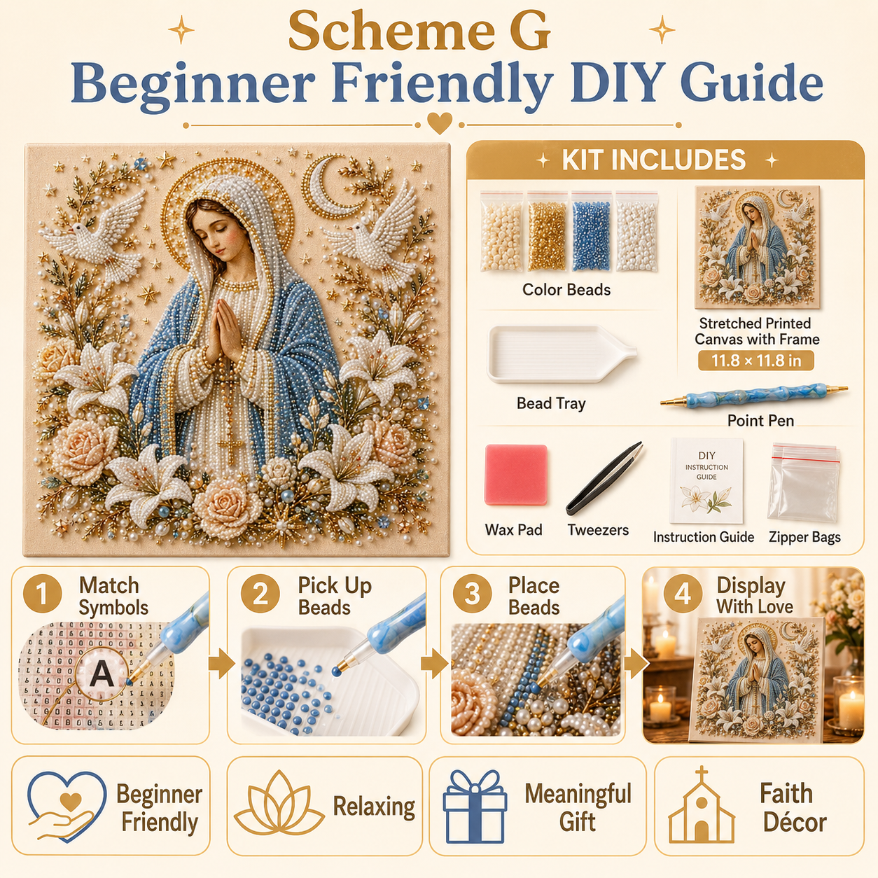 🙏 Jesus & Mary Sacred Pearl Art Kit