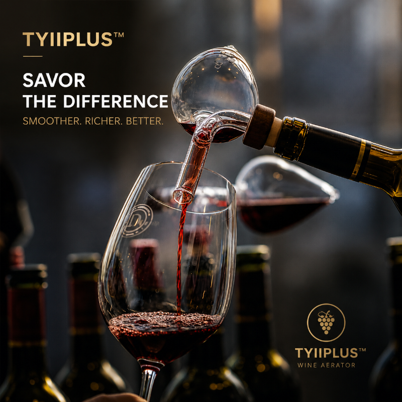 TYIIPLUS™ Glass Wine Aerator Pourer – Handcrafted Instant Wine Decanter Spout for Red Wine Bottles