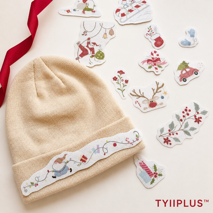 🎅 Christmas Santa Stick & Stitch Embroidery Patterns for Beginners | Wash-Away DIY Embroidery Transfers (12PCS)
