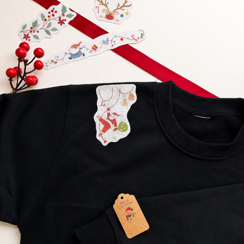 🎅 Christmas Santa Stick & Stitch Embroidery Patterns for Beginners | Wash-Away DIY Embroidery Transfers (12PCS)