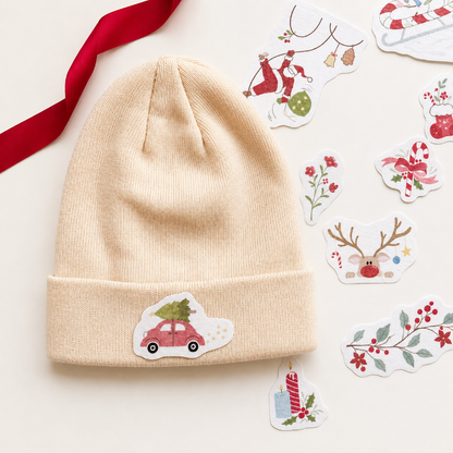 🎅 Christmas Santa Stick & Stitch Embroidery Patterns for Beginners | Wash-Away DIY Embroidery Transfers (12PCS)