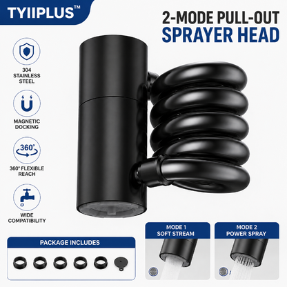 304 Stainless Steel Pull-Out Faucet Sprayer Head | 2-Mode Kitchen Sink Faucet Extender with 360° Flexible Hose