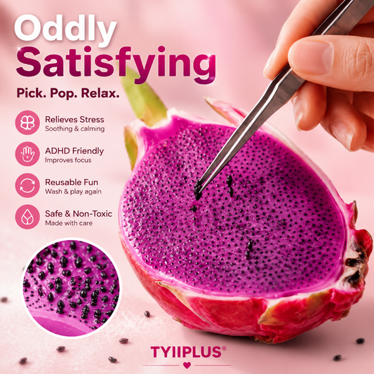 TYIIMAX™ Dragon Fruit Slime Picking Sensory Toy with Tweezers – Reusable Stress Relief Fidget Toy for Adults & Teens