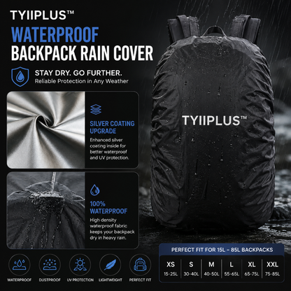 TYIImax™ Waterproof Backpack Rain Cover – Lightweight Anti-Slip Rain & Dust Cover for Hiking, Camping & Travel (15–85L)