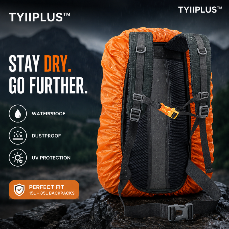 TYIImax™ Waterproof Backpack Rain Cover – Lightweight Anti-Slip Rain & Dust Cover for Hiking, Camping & Travel (15–85L)
