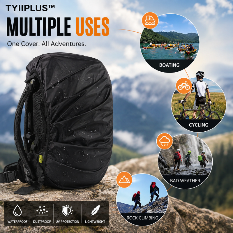 TYIImax™ Waterproof Backpack Rain Cover – Lightweight Anti-Slip Rain & Dust Cover for Hiking, Camping & Travel (15–85L)