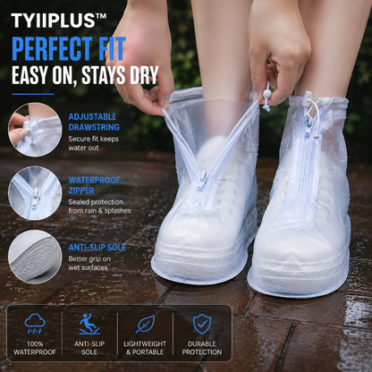 TYIIMAX™ Waterproof Shoe Covers with Zipper & Adjustable Drawstring