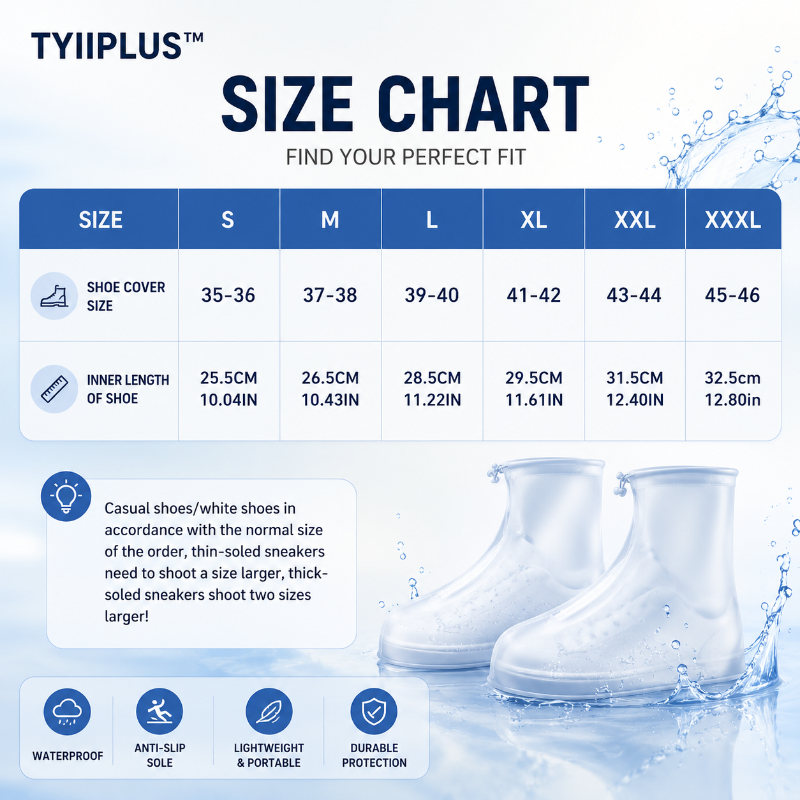TYIIMAX™ Waterproof Shoe Covers with Zipper & Adjustable Drawstring