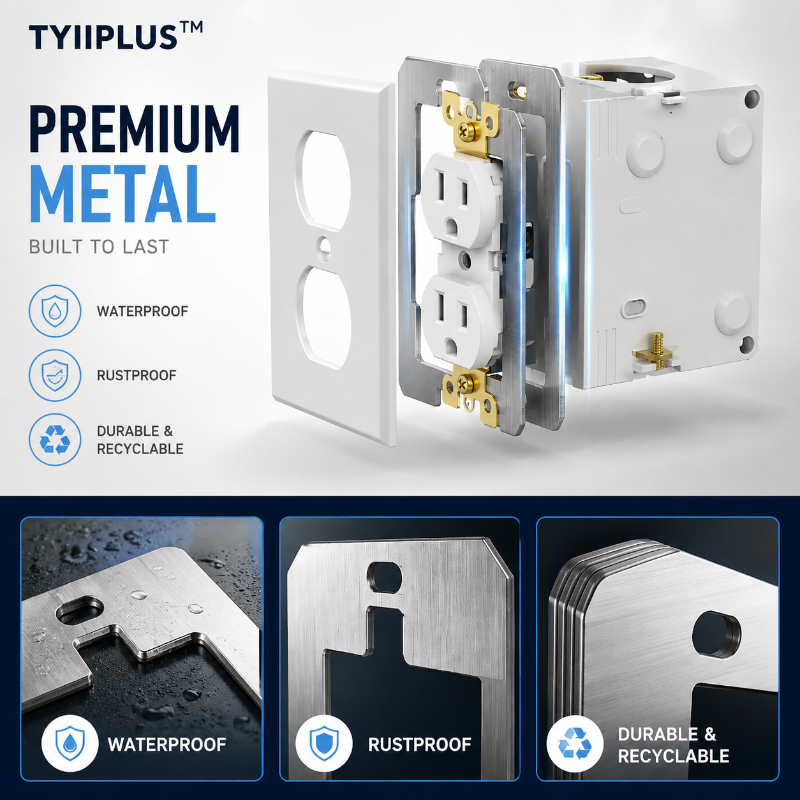 TYIIMAX™ Wall Plate Spacers for Electrical Outlets – Heavy-Duty Metal Outlet Leveling Plates for Loose, Recessed & Crooked Boxes