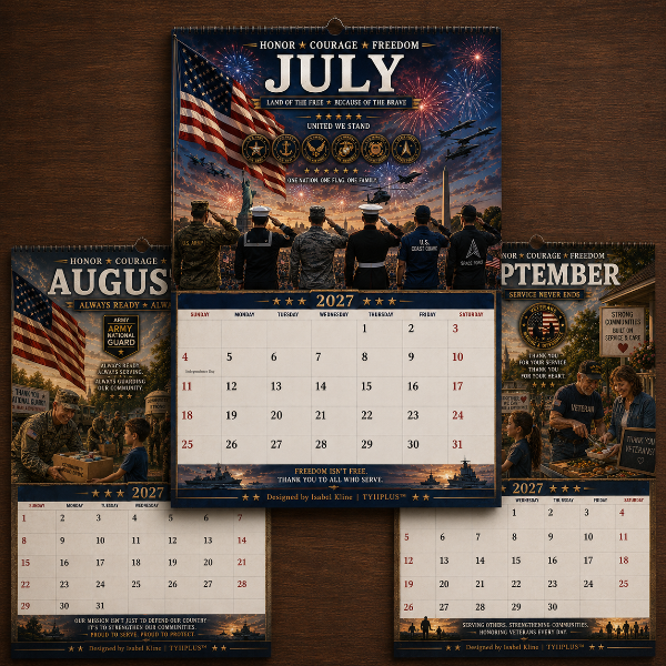 2027 Veterans Wall Calendar | A4 Patriotic Military Calendar Featuring U.S. Veterans, Bald Eagles & American Heroes | 12-Month Tribute Calendar