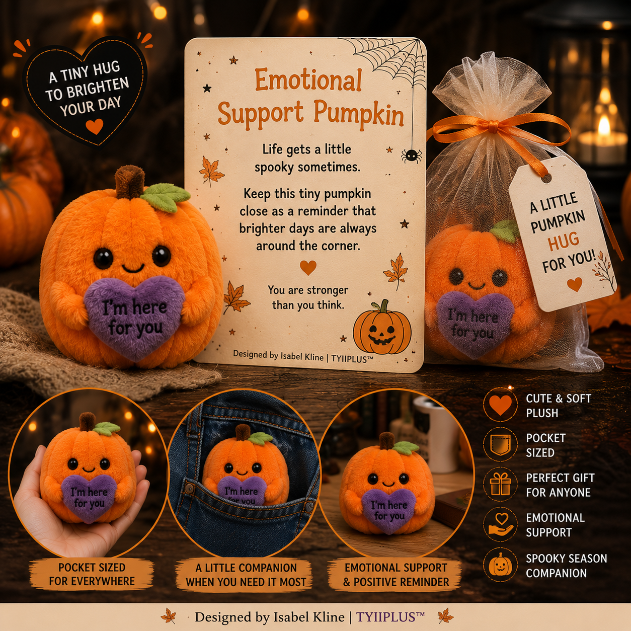 Halloween Pocket Hug™ Plush | Witch Frog & Emotional Support Pumpkin | Designed by Isabel Kline | TYIIPLUS™