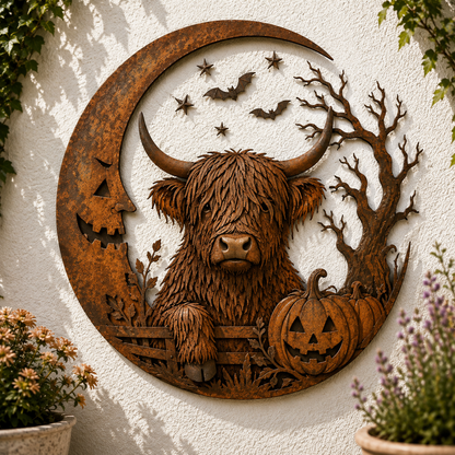 🎃🐮Halloween Highland Cow Wall Decor