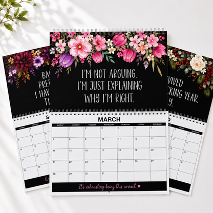 2027 Funny Swear Word Wall Calendar – "Fuck Its" Floral Calendar for Tired-Ass Women