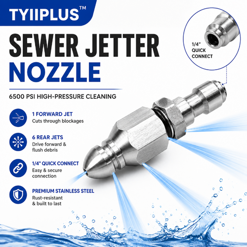 6500 PSI Stainless Steel Sewer Jetter Nozzle – 1/4