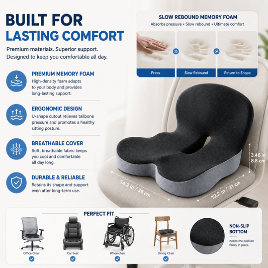 🔥Free Shipping | Sitting All Day? This Cushion Helps Relieve Back & Tailbone Pressure Instantly