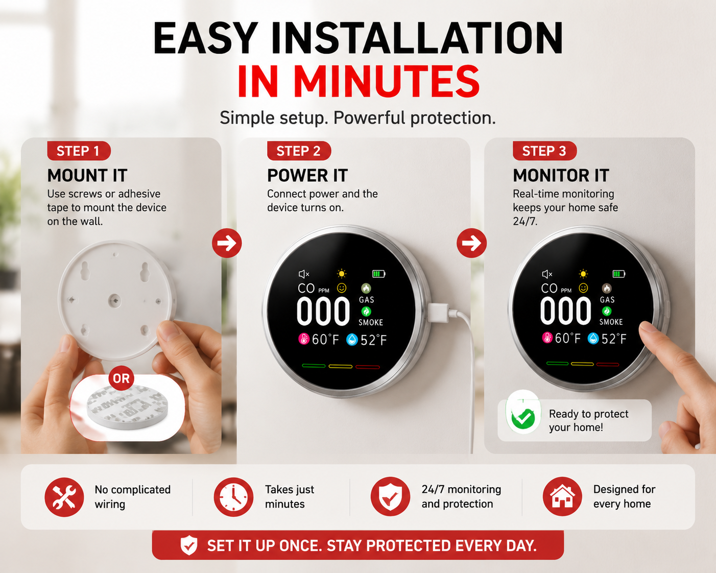 🔥Free Shipping - Smart 6-in-1 Gas Detector – CO Smoke & Gas Leak Alarm With LCD Display
