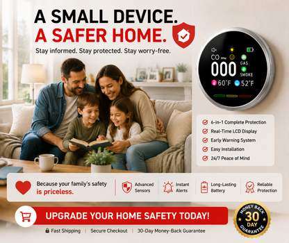 🔥Free Shipping - Smart 6-in-1 Gas Detector – CO Smoke & Gas Leak Alarm With LCD Display