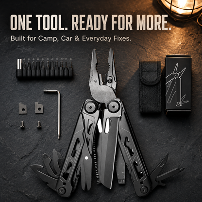 TYIIMAX™ 28-in-1 Multitool with Large Scissors | Compact Outdoor Tool for Camping & Repairs