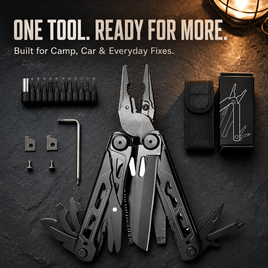 TYIIMAX™ 28-in-1 Multitool with Large Scissors | Compact Outdoor Tool for Camping & Repairs