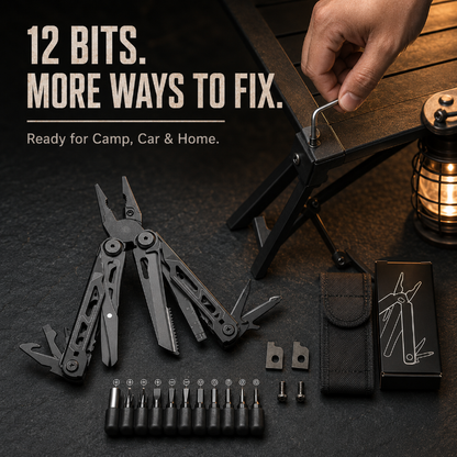 TYIIMAX™ 28-in-1 Multitool with Large Scissors | Compact Outdoor Tool for Camping & Repairs
