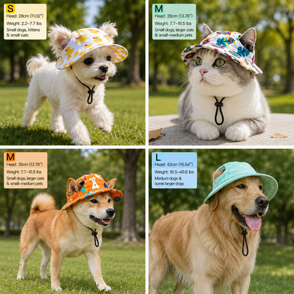 🐾 Cute Printed Pet Bucket Hat – Breathable Sun Hat for Dogs & Cats