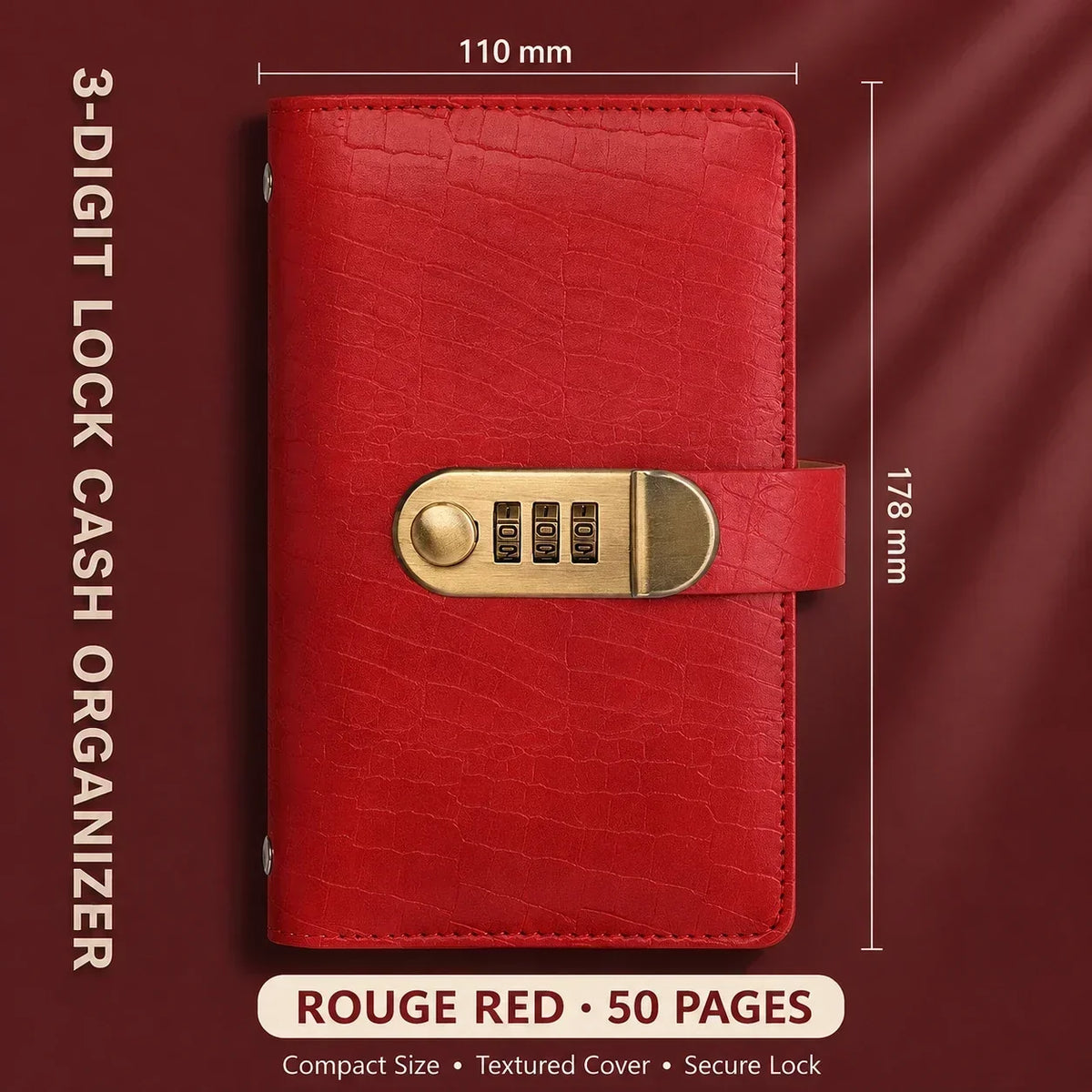 A6 savings notebook,3-DigitResettable Password Lock