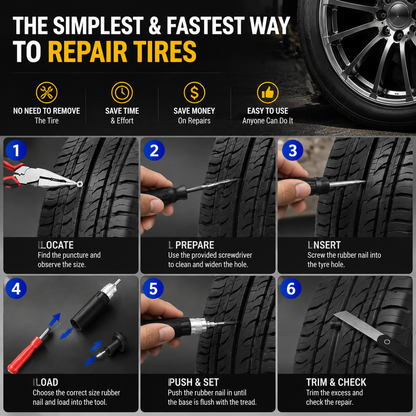 Mushroom Tire Repair Kit – Compact Roadside Puncture Tool Set