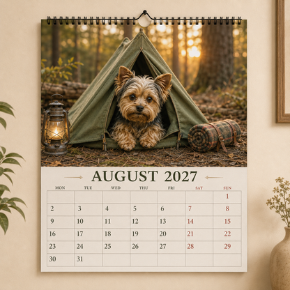 2027 Funny Yorkshire Terrier Wall Calendar | A4 Hanging Calendar