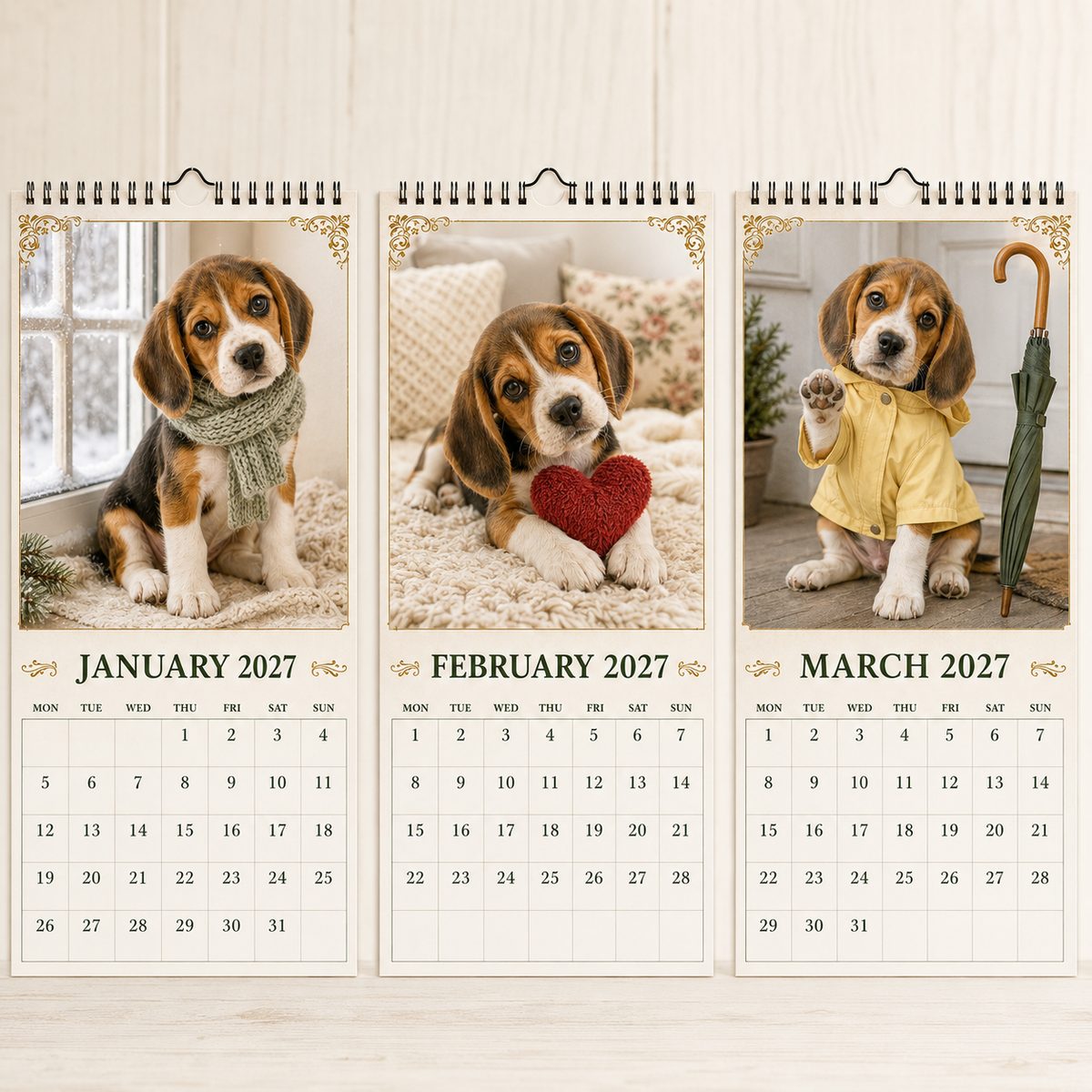 2027 Funny Beagle  Wall Calendar | A4 Hanging Calendar