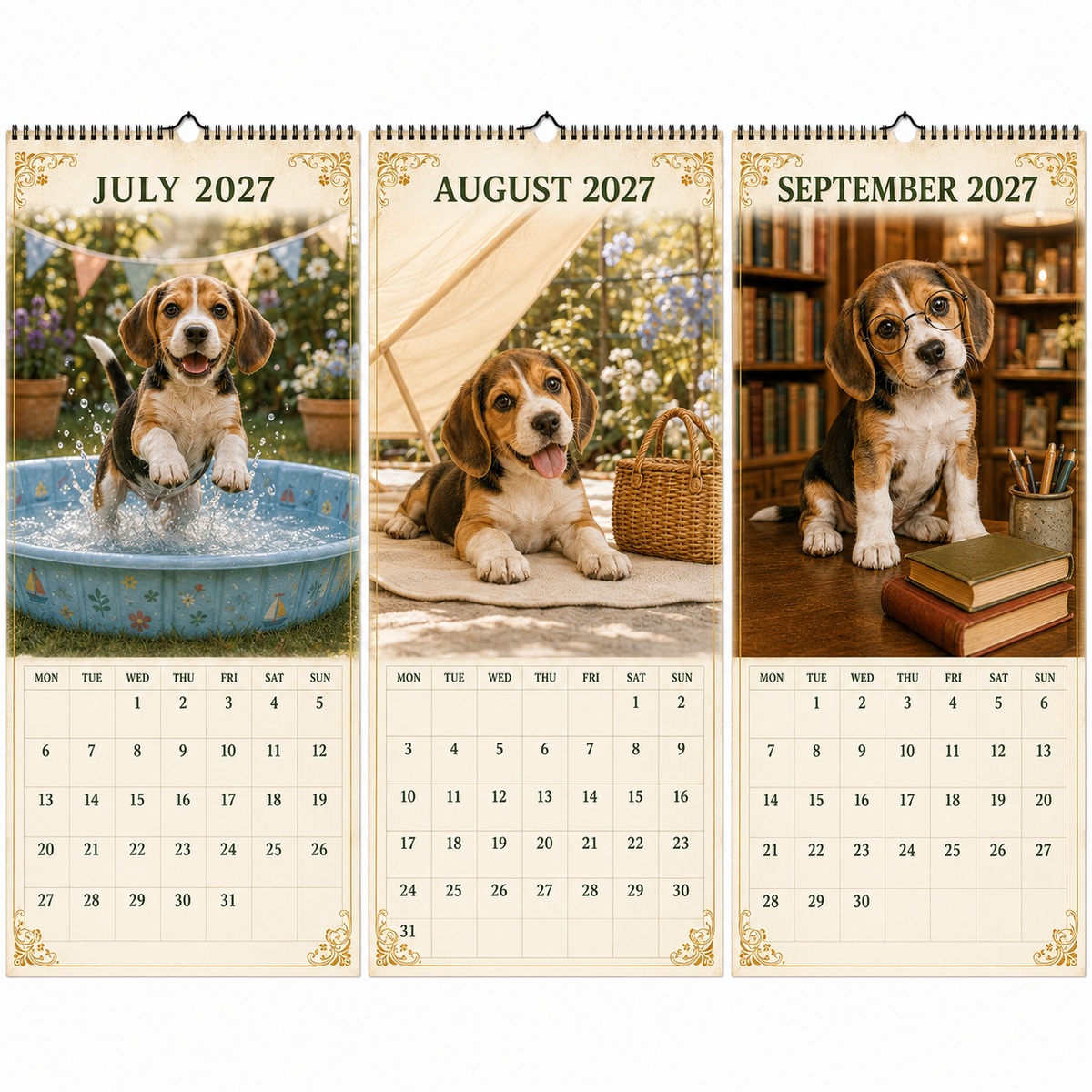 2027 Funny Beagle  Wall Calendar | A4 Hanging Calendar
