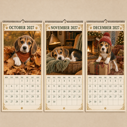 2027 Funny Beagle  Wall Calendar | A4 Hanging Calendar