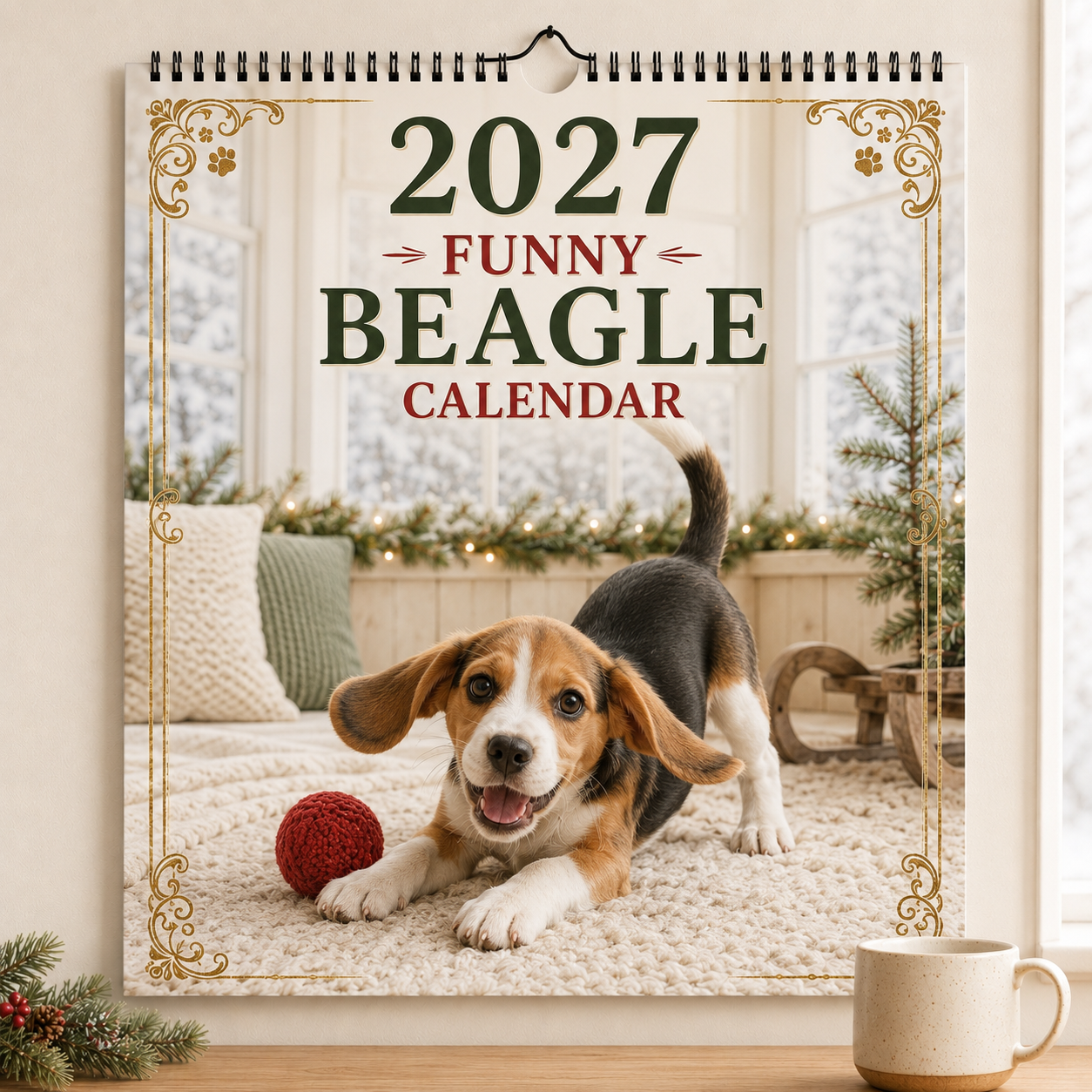 2027 Funny Beagle  Wall Calendar | A4 Hanging Calendar