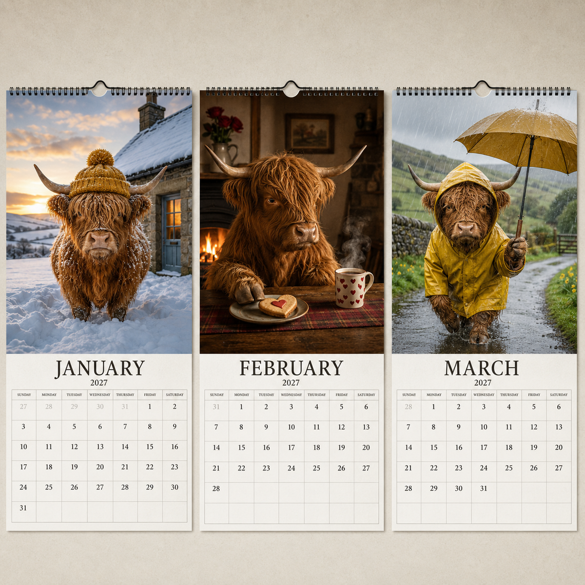 🐂2027 Grumpy Highland Cows Calendar