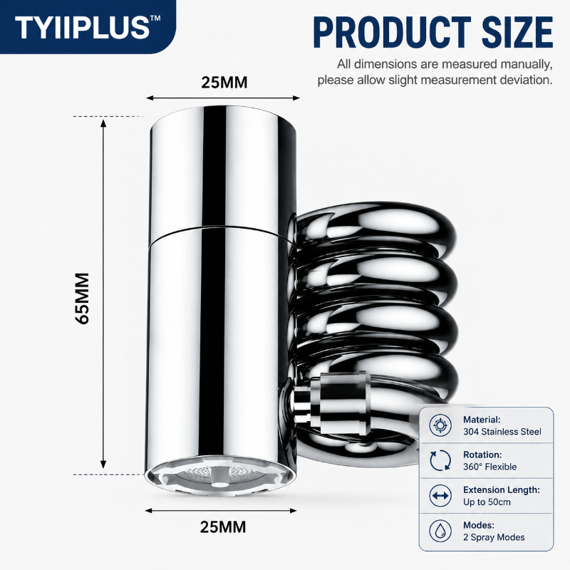 304 Stainless Steel Pull-Out Faucet Sprayer Head | 2-Mode Kitchen Sink Faucet Extender with 360° Flexible Hose
