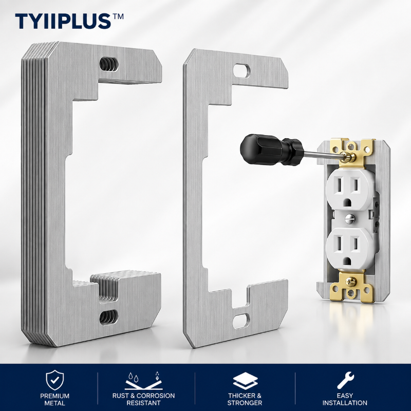 TYIIMAX™ Wall Plate Spacers for Electrical Outlets – Heavy-Duty Metal Outlet Leveling Plates for Loose, Recessed & Crooked Boxes