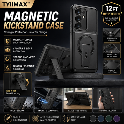 TYIIMAX™ Magnetic Kickstand Phone Case for S Series – Shockproof Slim Case with Camera Lens Protection & Hidden Stand