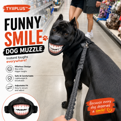 TYIIMAX™ Funny Smile Dog Muzzle – Novelty Big Teeth Pet Mask with Adjustable Straps